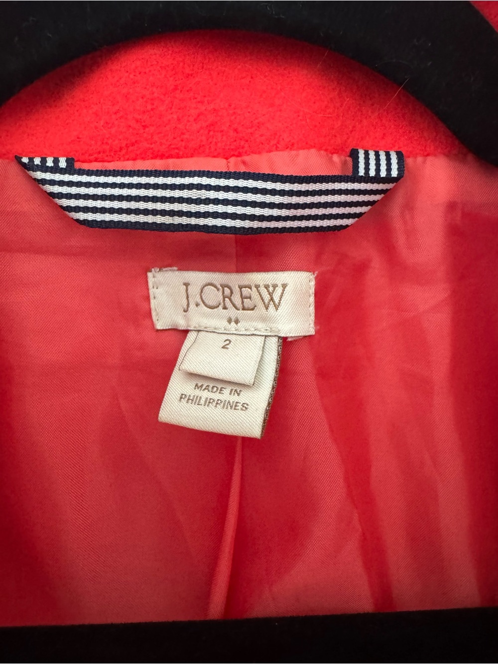 J. Crew Bright Red Wool Pea Coat with Stand Collar - Picture 5 of 6